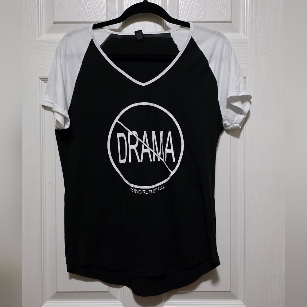 Cowgirl Tuff Black and White Drama Tee